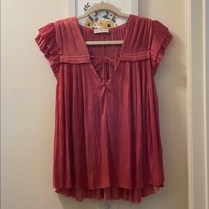 Ulla Johnson Pink Pleated Blouse